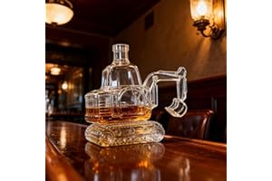 Whiskey Decanter Bottle, Excavator-Shaped Whiskey Wine Bottle Novelty Glass Decanter, Creative Hand Carved Excavator Liquor S