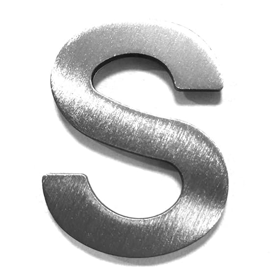 Individueller Metall-Buchstabe “S” aus gebürstetem Edelstahl – Höhe 4cm – Hausnummer, Zimmerbeschriftung, Bürobeschriftung, T