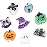 8Pcs Mini Halloween Hair Clips for Girls Funny Bat Spider Witch Hat Pumpkin Eyeballs Shaped Designs Claw Clips Cute Halloween Hair Accessories