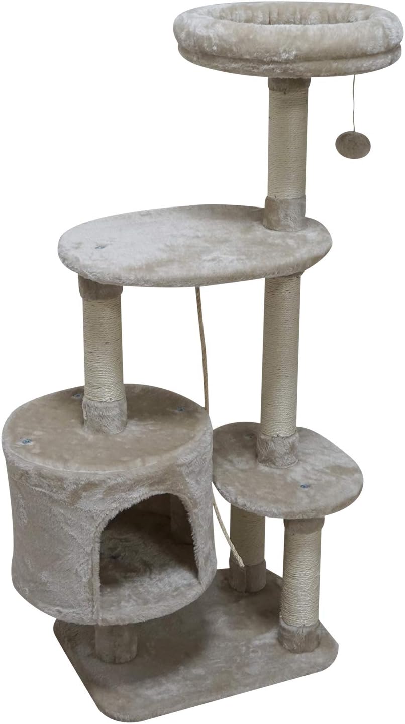 MIAO PAW 6BCat Tree Tower Condo Sisal Post Scratching Furniture Activity Center Play House Cat Bed Beige