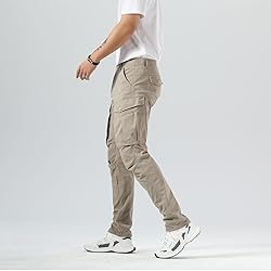 Plaid&Plain Men's Cargo Pants Slim Fit with