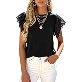 PRETTYGARDEN Womens Tops Dressy Casual Hollow Out Short Sleeve Summer Basic Tees 2026 Crewneck T Shirts Trendy Work Blouse