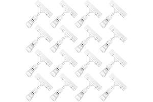 16 Pieces Clear Sign Clips Plastic Merchandise Rotatable Pop Clip Sign Holder Stand, Swivel Price Clips Clothing Rack Signs T
