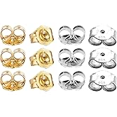BEADNOVA 14K Gold 925 Sterling Silver Earring Backs Pierced Earring Backing Hypoallergenic Butterfly Ear Stud Backs for Studs (6 pcs 14K Gold, 6 pcs 925 Sterling Silver)
