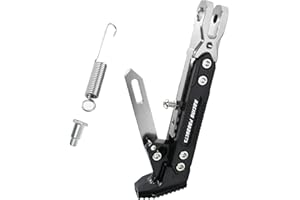 GWH Motorcycle Universal Kickstand Adjustable Modified CNC Aluminum Alloy Adjustable Tripod Holder Kickstand Foot Side Support Stand Motor Scooter Motorbike Motocross Electric Dit Pit Bike （Red) (silver)