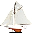 NAUTIMALL 25" Wooden Sailboat Model Classic Columbia America's Cup Ship Nautical Yacht Sailboat Decor