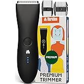 MERIDIAN The Trimmer Premium - Body Hair Trimmer & Electric Shaver for Men and Women for Pubic Hair, Chest, Legs & Bikini Line, Waterproof & Rechargeable, Onyx