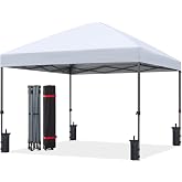 ABCCANOPY 8x8 Pop Up Canopy Tent, Easy Setup Instant Shelter with Wheeled Bag, Heavy Duty Outdoor Canopy for Beach, Market, Backyard, UV Protection, Outdoor Weather Protection (White, 8x8)