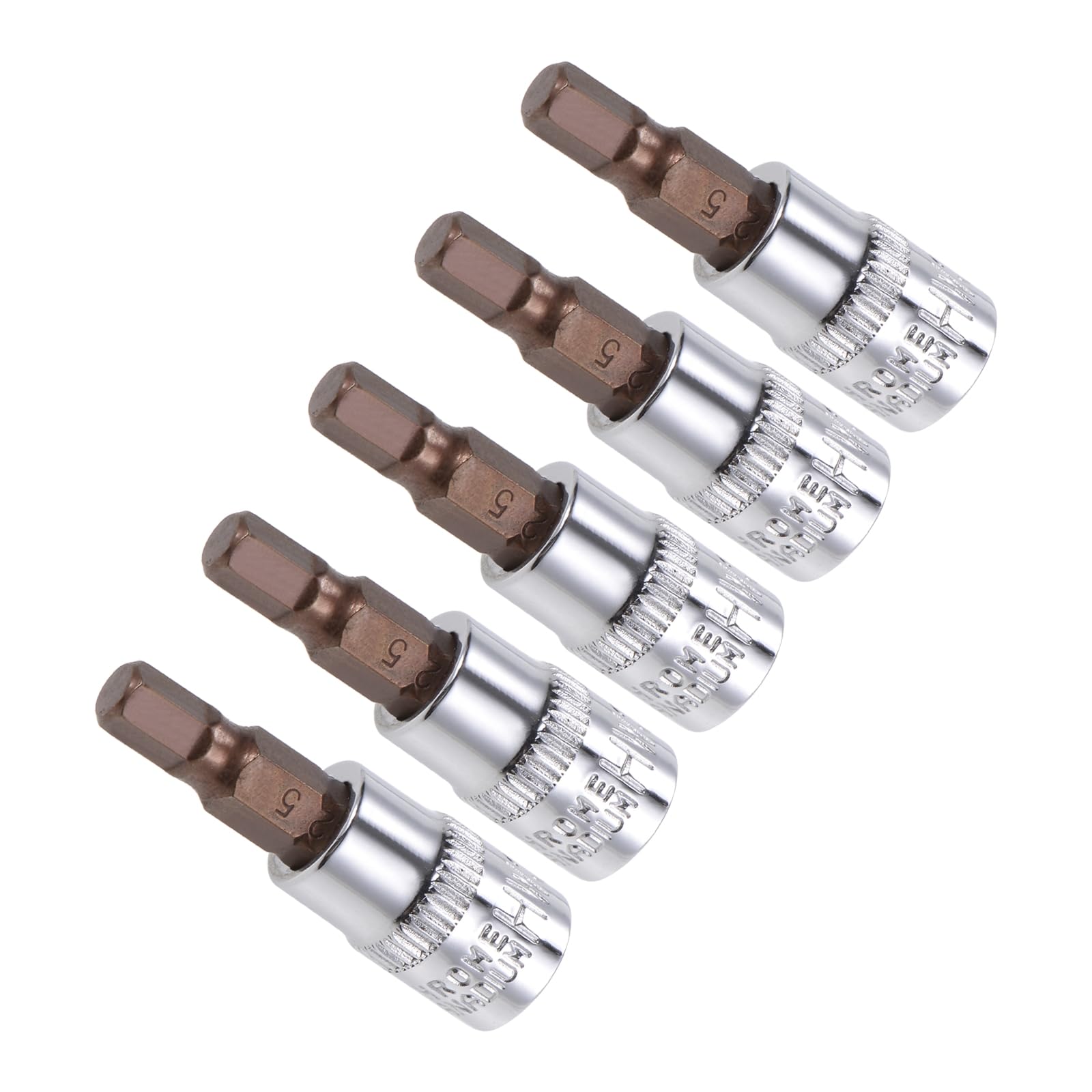 CoCud Hex Bit Socket, Metric H5 (5mm) Bit 1/4" Drive 1.5" Long, S2 Alloy Steel Heat Treated CR-V Socket - (Applications: for Fastener Application), 5-Pieces — image 1