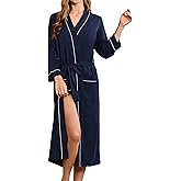 HEARTNICE Womens 100% Cotton Robe, Soft Kimono Spa Long Bathrobe Lightweight Loungewear