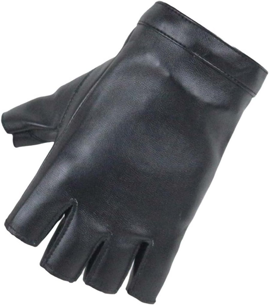 KWLET Women's Fingerless PU Leather Gloves Cycling Driving Motorcycle Performance Gloves, Black, One Size: Sports & Outdoors