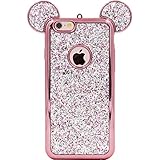iPhone 6s Case, MC Fashion Sparkle Bling Glitter 3D Mickey Mouse Ears Soft Protective Rubber TPU Case for Apple iPhone 6/6s - Rose Gold