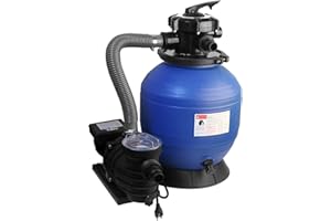 MEZOO Sand Filter Pump High-Flo Sand Filter Pump System 14" Filter Tank Max 3600 GPH 3/4HP Pool Pump for Above Ground Swimming Pool,6-Way Multi-Port Valve & Strainer Basket,Easy Installation for Pools