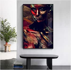 chthsx Pintura de Mujer de Camuflaje Desnudo Africano Negro sobre