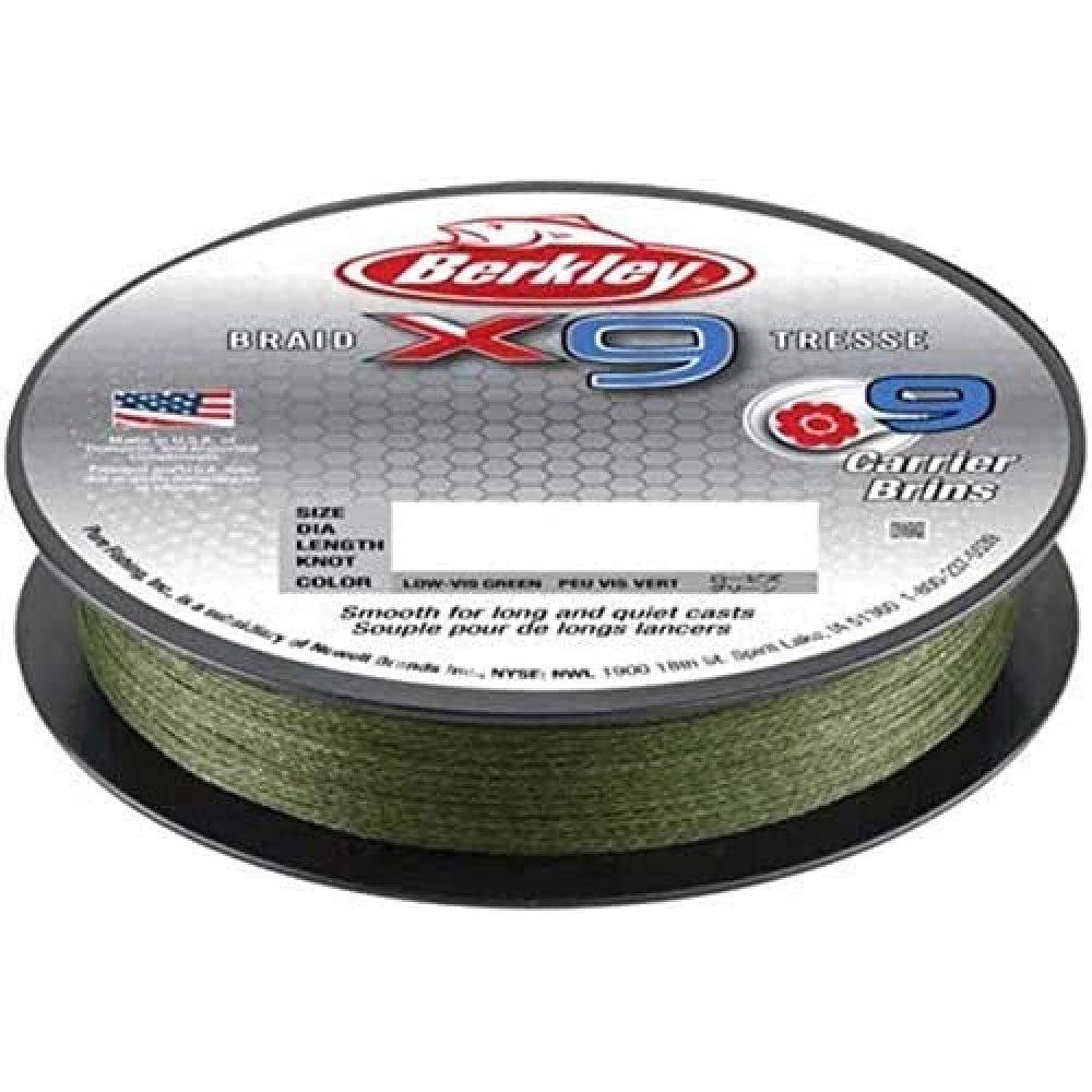 Berkley X9 Braided Fishing Line - 9 Strand Braid Line for Saltwater and Freshwater Fishing, Unisex,, Flame Green, 45.6kg| 295yd | 270m