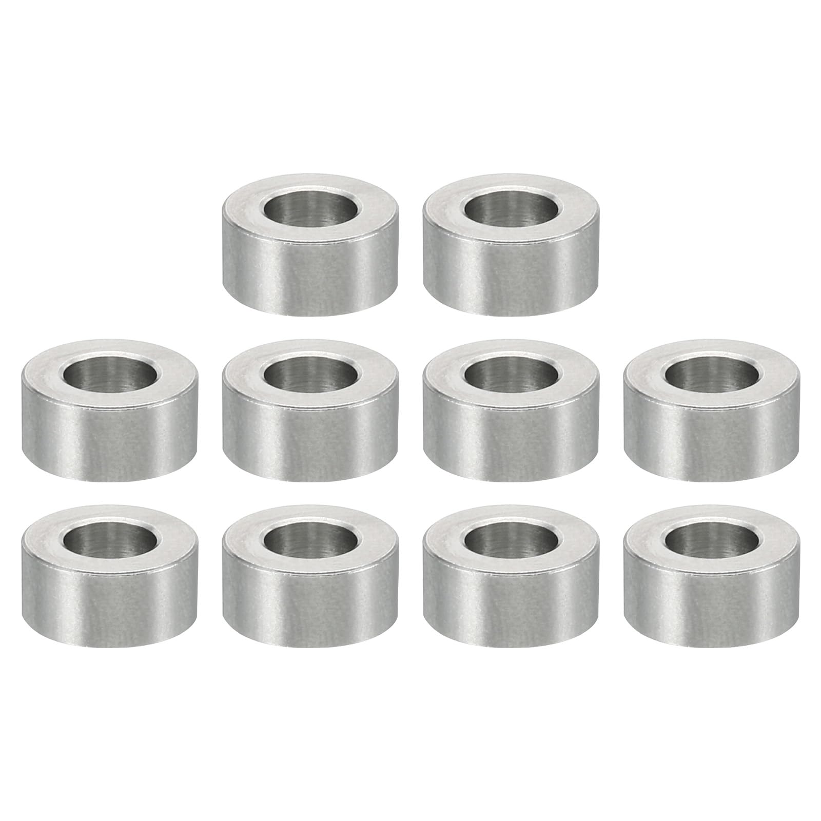 PATIKIL M5 Stainless Steel Spacers, 10 Pcs Metal Spacers Stainless Steel 5.2mm ID x 10mm OD x 5mm L Stainless Steel Spacer Screw Standoff Round for 1/5inch or M5 Screw Bolts
