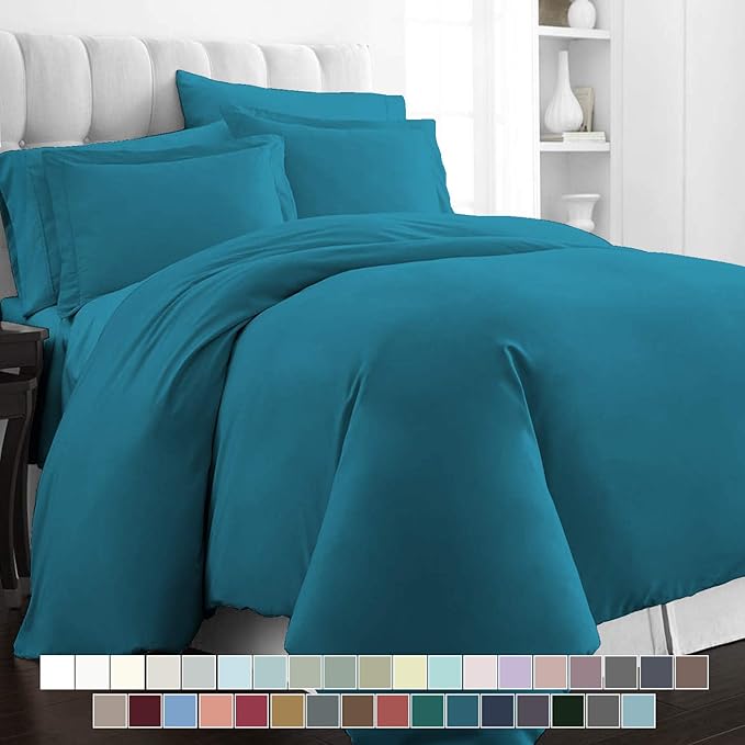 Pizuna 400 Thread Count Cotton King Size Duvet Covers Set Saffire Blue