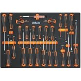 Beta MM210 25‑Piece Slotted, Phillips &amp; Torx Screwdriver Set - Foam Tray | Professional Precision Driver Kit in Soft Thermoformed Tray for Tool Cabinet Drawer Organization