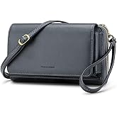 Peacocktion Crossbody Bags for Women RFID Wristlet Wallets Travel Vegan Leather Small Clutch Purses with Phone Pocket Zipper