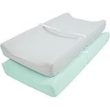 TILLYOU Lot de 2 housses de matelas à langer en jersey ultra doux unisexe pour bébé fille et garçon - 81,3 x 40,6 cm - Confor