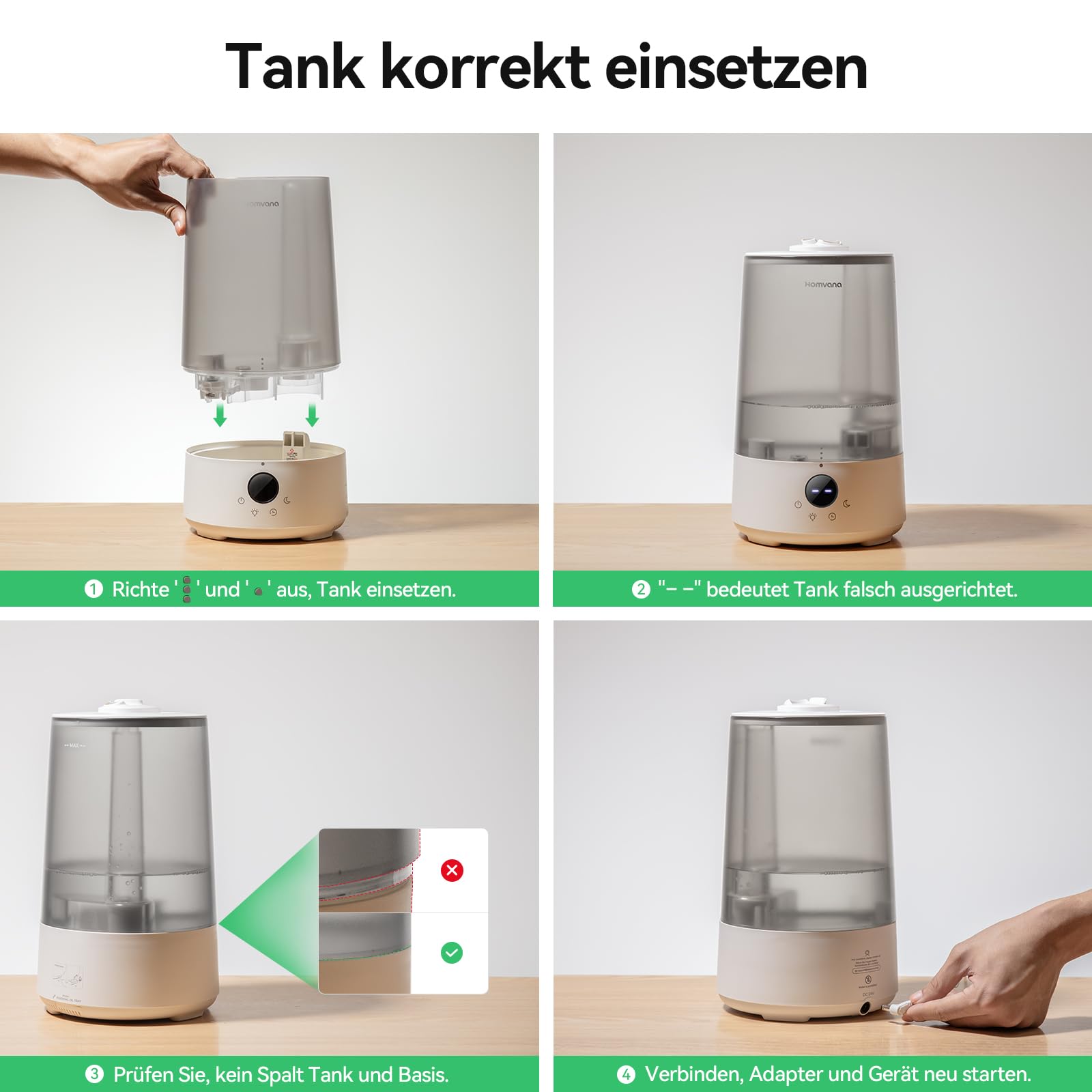 Homvana Luftbefeuchter Schlafzimmer Top-Fill, 3.6L 360°Cool Mist 34H Dauerhaft, Ruhig 16dB (SilentSpary Tech) Klein, Kinderzimmer Baby, BPA Free, Aromadiffusor für Pflanzen 7-Color Night Light