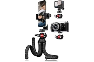 Lammcou Gorilla Pod Tripod, Flexible Phone Tripod Octopus Travel Mini Bendy Camera Tripods with Tilt Ballhead & XL Vertical a