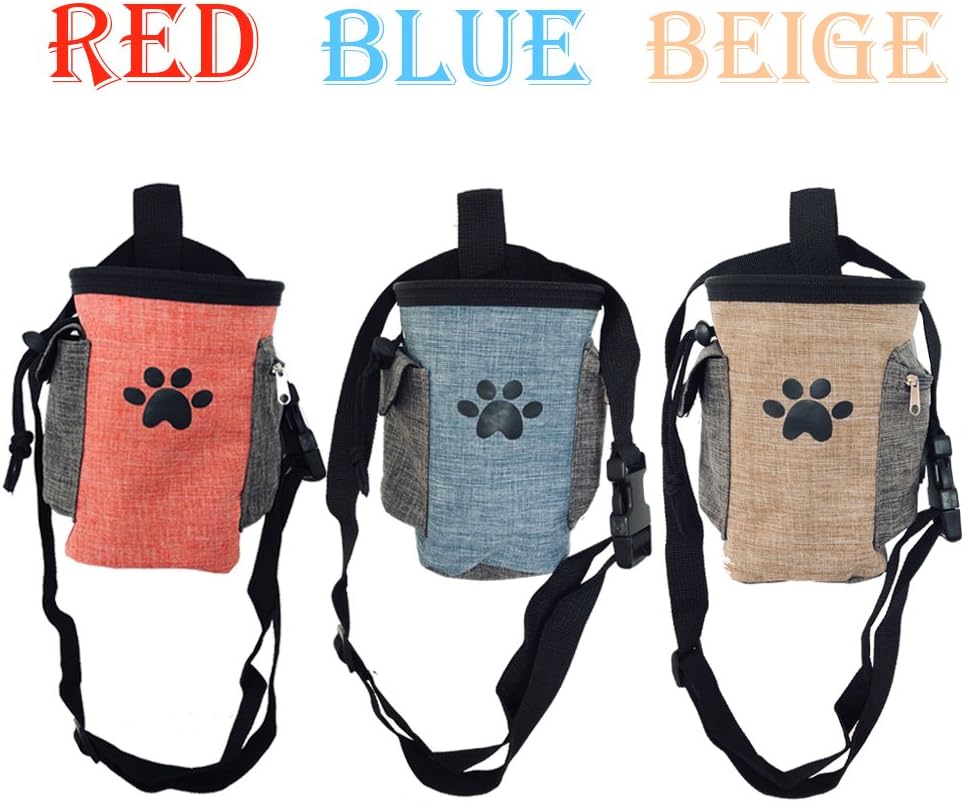 Pet Treat Pouch Dog Training Bag with Belt Carries Pet Toys Kibble Treats Sport Running Drawstring Waist Bag Poop Bag Dispenser (Blue): Pet Supplies