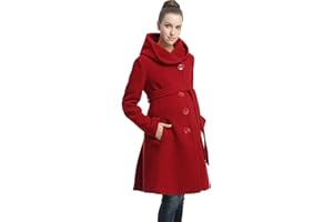 MOMO BABY Momo Maternity Outerwear Women Lauren Hooded Belted Wool Coat Pregnancy Winter Jacket X-Small & Small