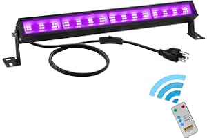 uwiner 38W LED Black Light Bar with Remote and Switch,Blacklight Bars with Plug and 5.25ft Cord,Black Light for Glow Party,Halloween,Bedroom,Fluorescent Poster,1 Pack