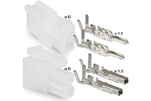 Molex 2 Pin Connector Lot, 6 Matched Sets, w/18-24 AWG w/Pins Mini-Fit Jr