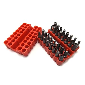 Generic 33pcs Star Hex Spanner Torx Screwdriver Bit Set Chrome Vanadium Steel Magnetic Screwdriver Head Set with Holder Mini Hand Drill