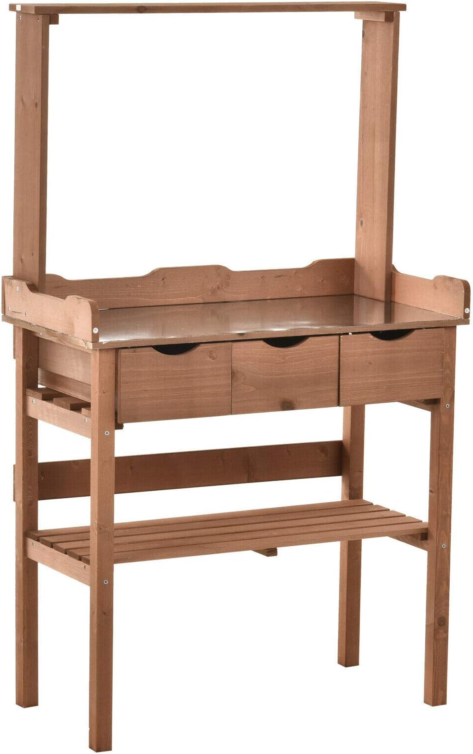 Garden Potting Bench Raised Gardening Station Work Table Shelf Storage Drawer Outdoor Wooden with Ebook