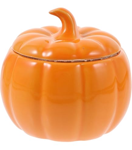 Pot à Biscuits Citrouille En Céramique - Décoration Halloween Et Thanksgiving - 4.61 X 4.33 Pouces, Idéal Pour Maison, Fêtes - 10