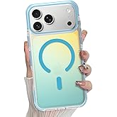 Bonoma for iPhone 17 Pro Case 2025 Magnetic 【Support for Magsafe】 Bling Glitter Laser Iridescent Camera Protector Shockproof Edge Cover -Green