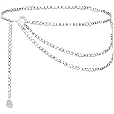 Andibro Multilayer Metal Waist Chain Belt for Women, Adjustable Fashion Gold Body Jewelry for Dresses Jeans