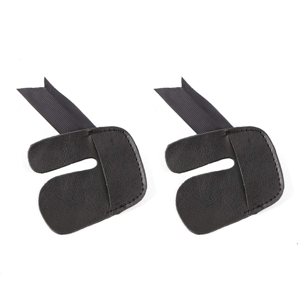 Namvo 2pcs Cow Leather Archery Finger Tabs for Outdoor Hunting Bow Archery Finger Protector Black