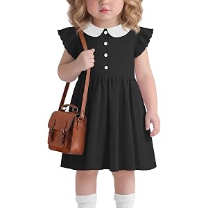 YooAurvox Toddler Girls Dress | Ruffle Short Sleeves Dresses, Buttons, Cute, Summer, Polo,Back to School, 18M-5T, A Line, Cas