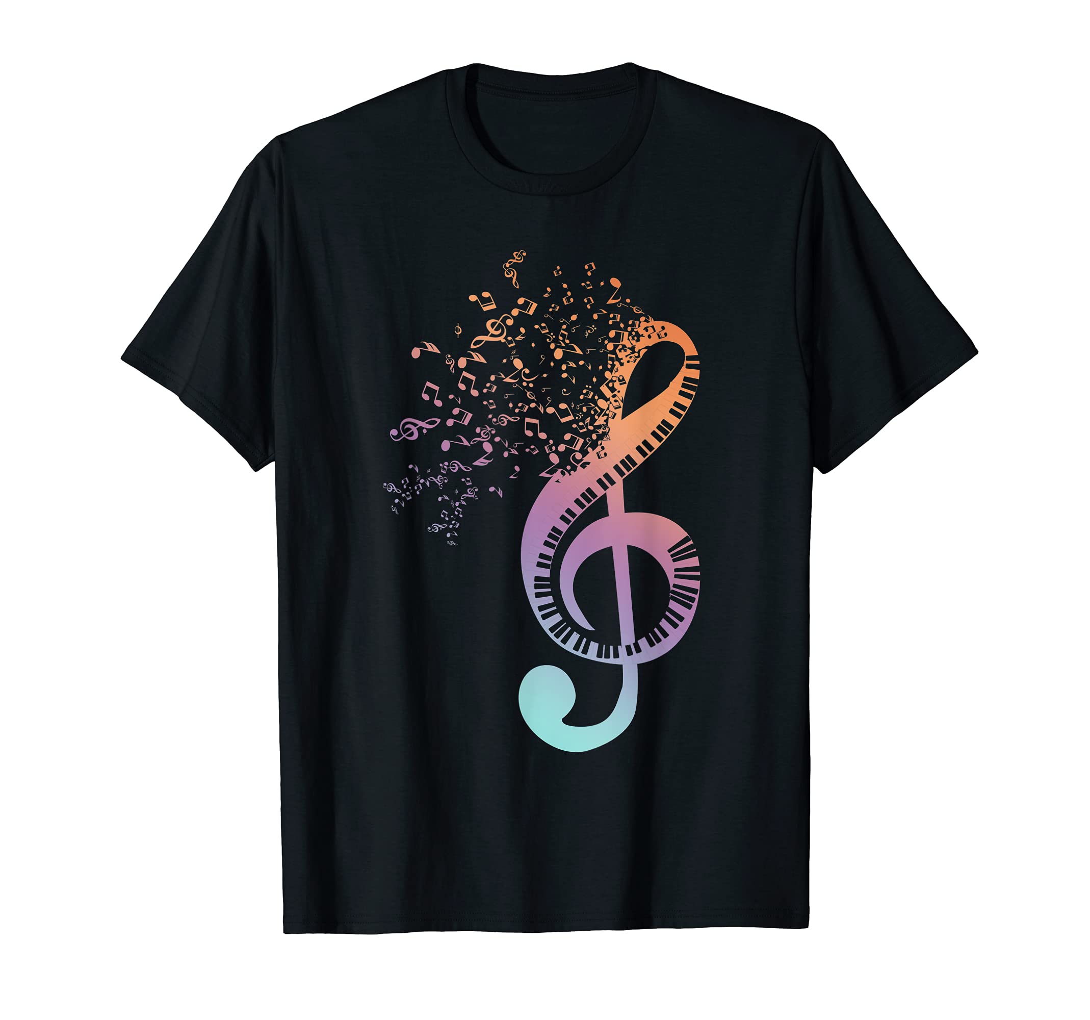 Treble Clef Keyboard Classical Music Notes Pianist Piano T-Shirt — image 1