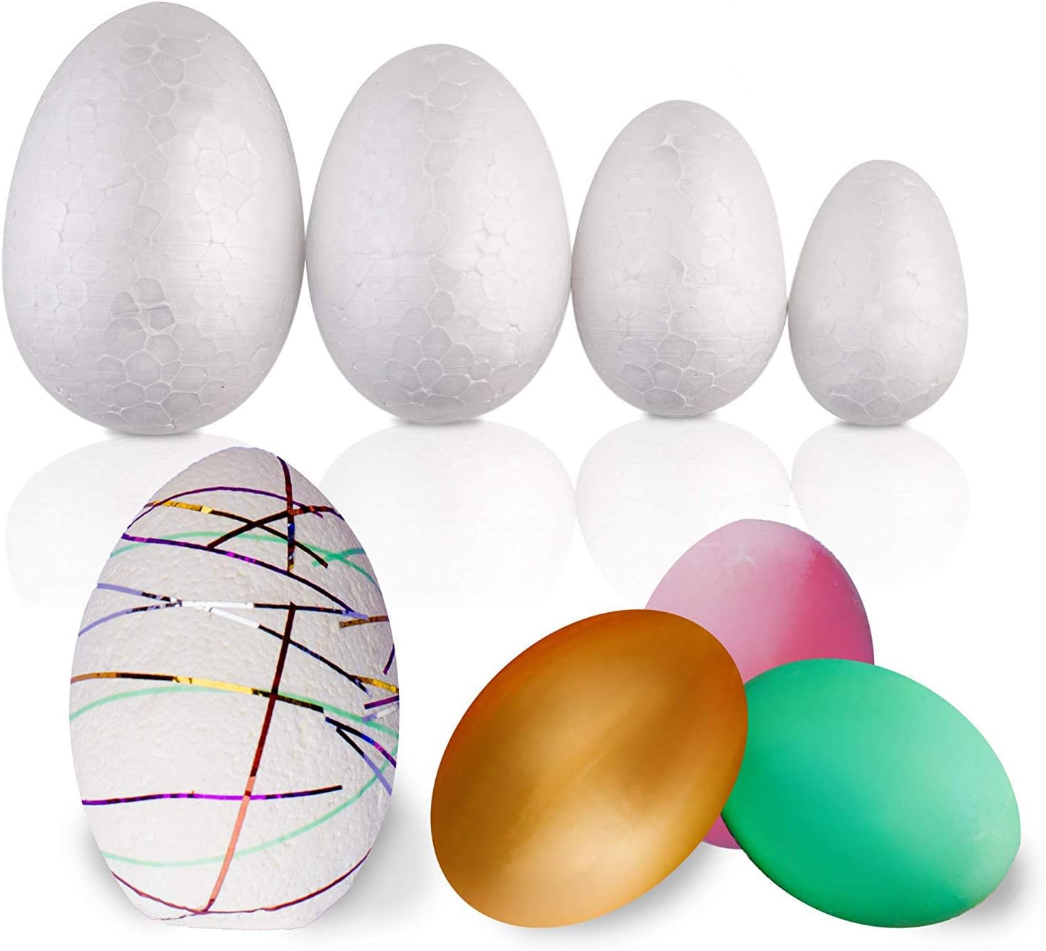 50 Pack Styrofoam Easter eggs Large Assorted polystyrene Set with