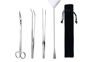 Fistoy Aquarium Aquascaping Tool, Long Tweezers Scissors Spatula, 4 in 1 Stainless Steel Aquatic Plants Set for Fish Starter Kits, Aquariums Tank and Terrarium