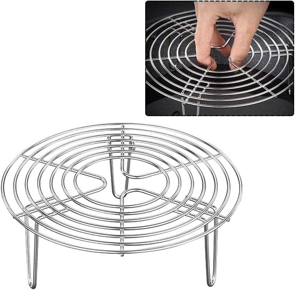 KAIAIWLUO Steaming Rack, Round Stainless Steel Cooling Rack for Air Fryer Cooking & Steaming