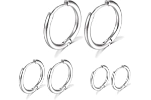 VISHOCA Surgical Stainless Steel Hoop Earrings 8mm/10mm/12mm Small Huggie Hoop Earrings for Women and Men