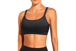 Tempt Me Women Sports Bra Bikini Tops Scoop Neck Bathing Suits Top Padded Swim Crop Tops Only
