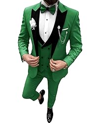 Wangyue Green 3 Piece Mens Tuxedo Double Breasted