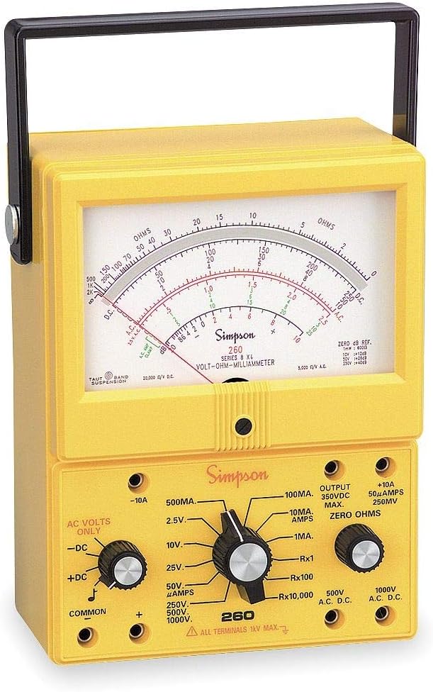 Simpson Electric Analog Multimeter, 1000 Max. AC Volts - 260-8XPI