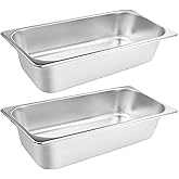 VOISEN 2 Pack Hotel Pans,1/1 Size 6" Deep,Anti-Jamming Steam Pan,Commercial Stainless Steel Pan, Steam Table Pans Full Size
