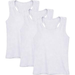 3 Pack Teen Girls Slim Fit Tank Tops Summer Soft Cotton Racerback Athletic Shirts for Kids Plain Sleeveless Training Clothes