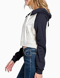 DOUBLJU Casual Crop Hoodie Long Sleeve Zip Up