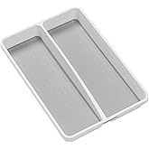 madesmart Classic 2 Compartment Compact Utensil Tray, White | non slip feet, rounded corners, soft grip lining, wide compartments, woman owned