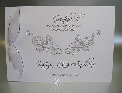 Hochzeitsdekorationen Hardcover Gastebuch Zur Silberhochzeit Weiss Silber Mobel Wohnen Propertybrokers Cl